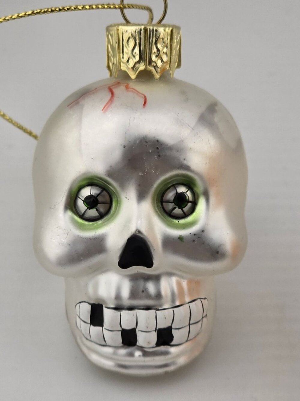 Set 5 Halloween Lao-Mai Glass Ornaments: Skull Pumpkin Ghost Witch & Owl Figures - Picture 3 of 7